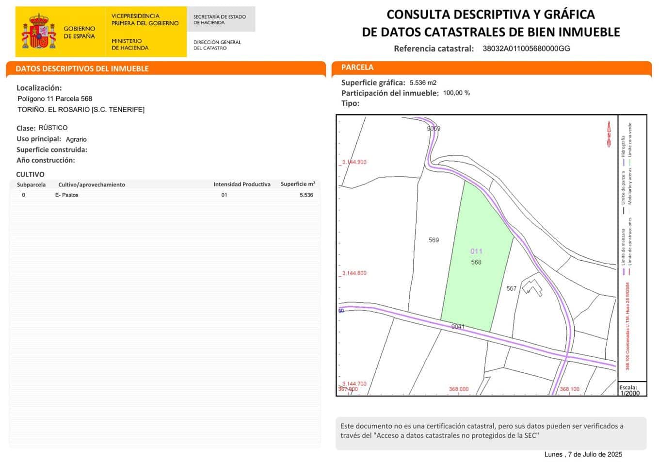Ubebygd land til salgs i El Rosario - € 36 000 (Ref: 9108242)