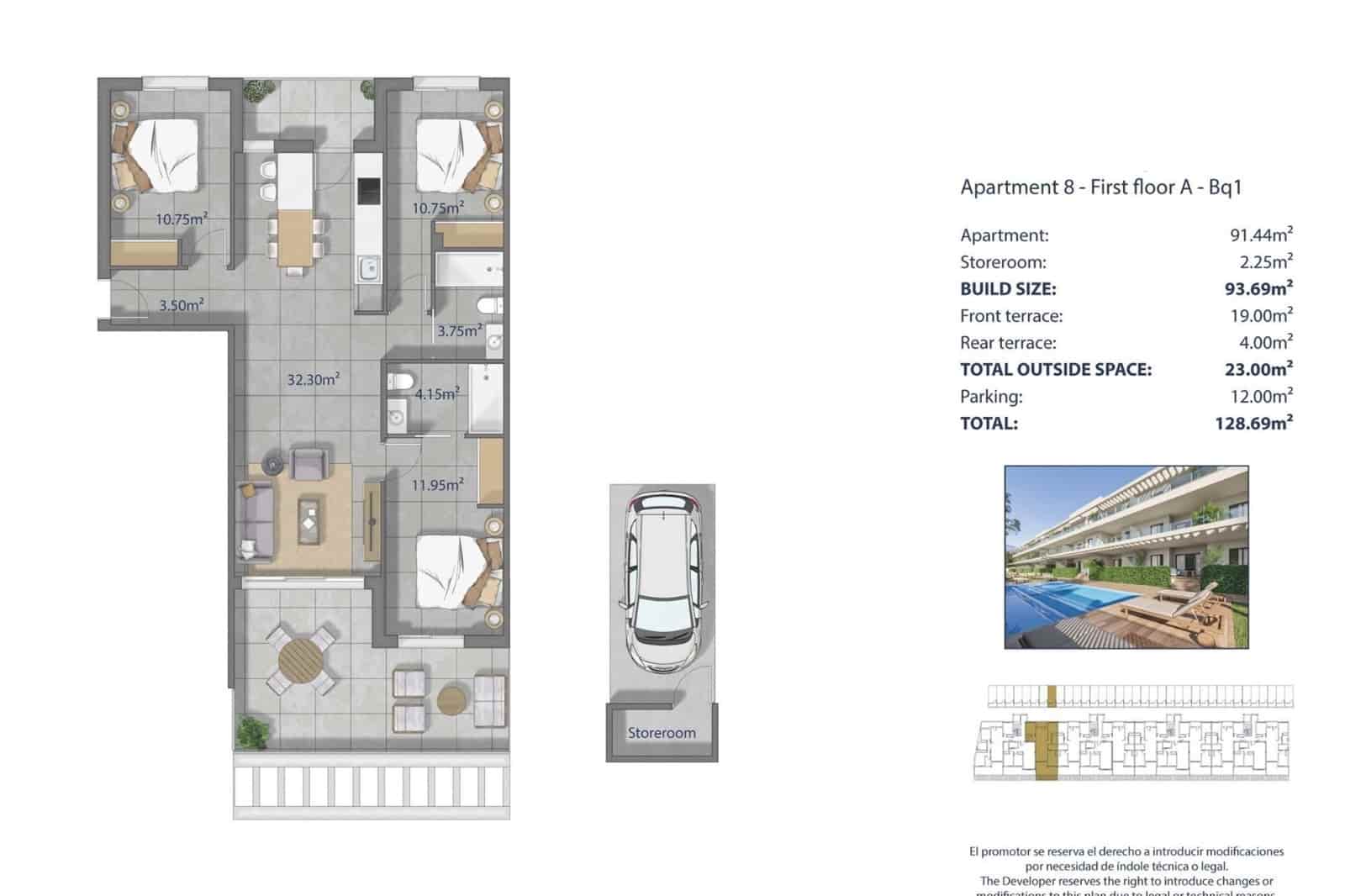 3 quarto Apartamento para venda em Los Narejos com piscina - 359 000 € (Ref: 10041921)