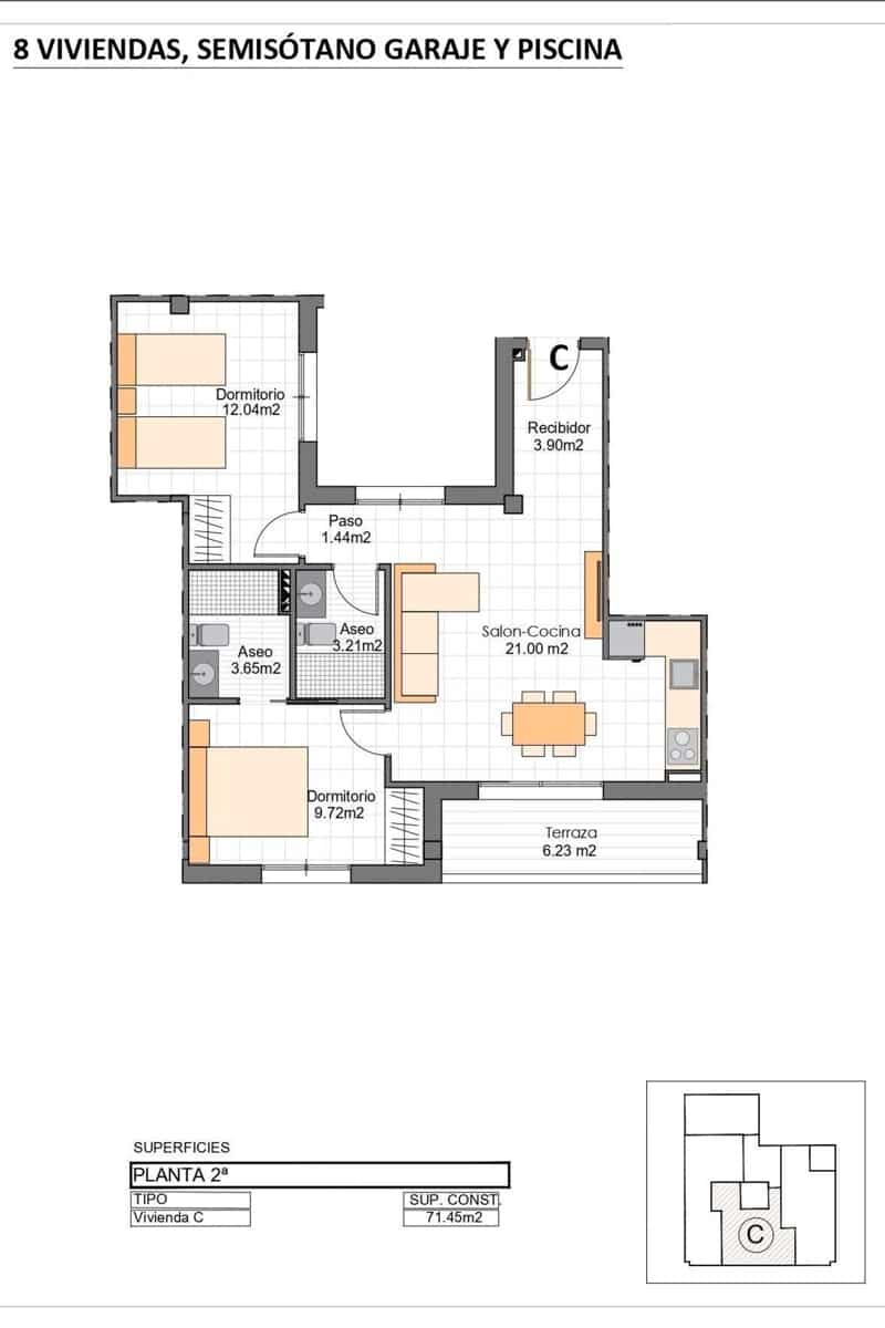2 soveværelse Lejlighed til salg i Lo Pagan med swimmingpool - € 282.400 (Ref: 10113446)