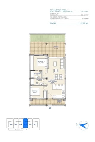 2 sovrum Lägenhet till salu i Las Lomas de Rame - Bahía Bella, Los Alcázares med pool - 265 000 € (Ref: 8723231)