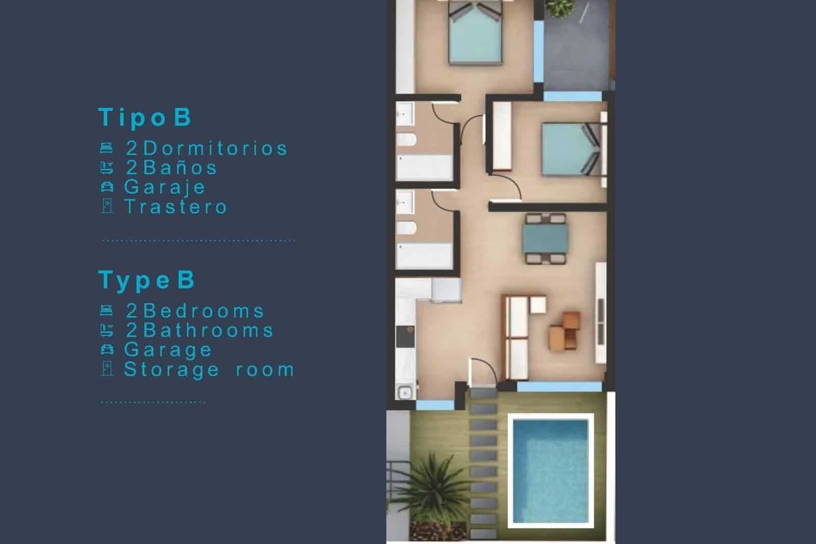 2 sovrum Lägenhet till salu i San Pedro del Pinatar med pool - 276 000 € (Ref: 9162717)