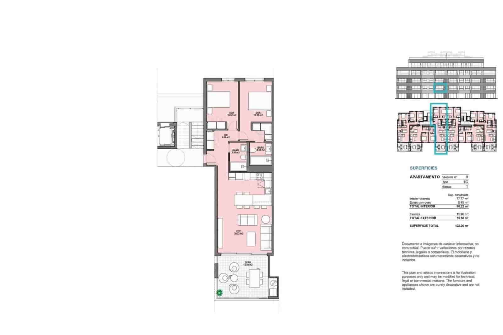 2 makuuhuone Huoneisto myytävänä paikassa Torre-Pacheco mukana uima-altaan - 285 000 € (Ref: 9827612)