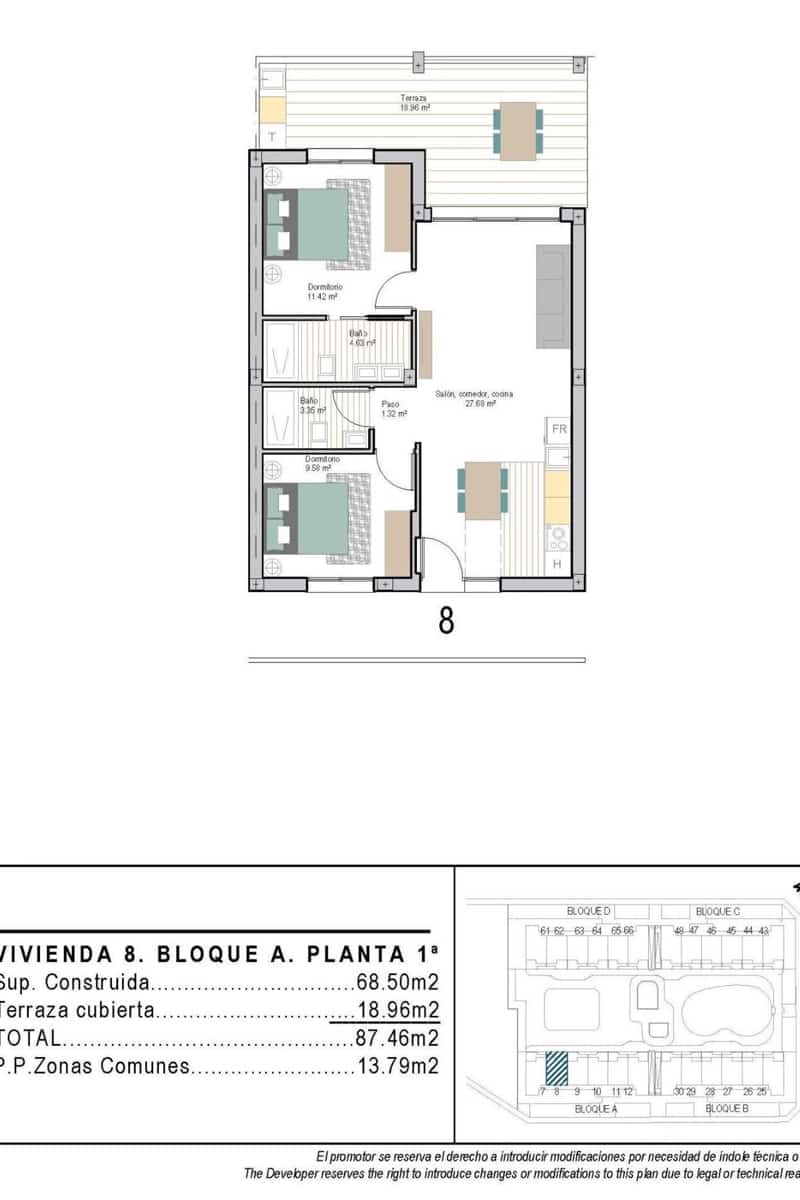 2 bedroom Apartment for sale in Torre-Pacheco with pool - € 226,900 (Ref: 9834128)