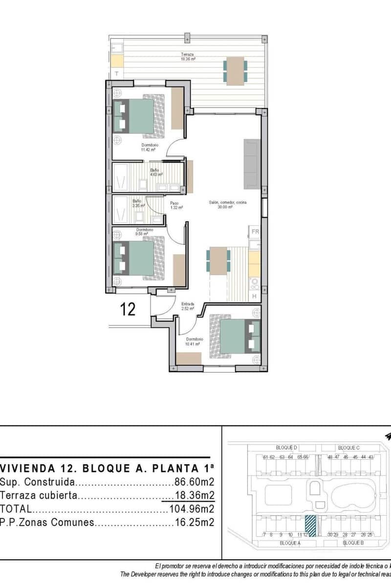 3 camera da letto Appartamento in vendita in San Cayetano con piscina - 246.900 € (Rif: 9834129)
