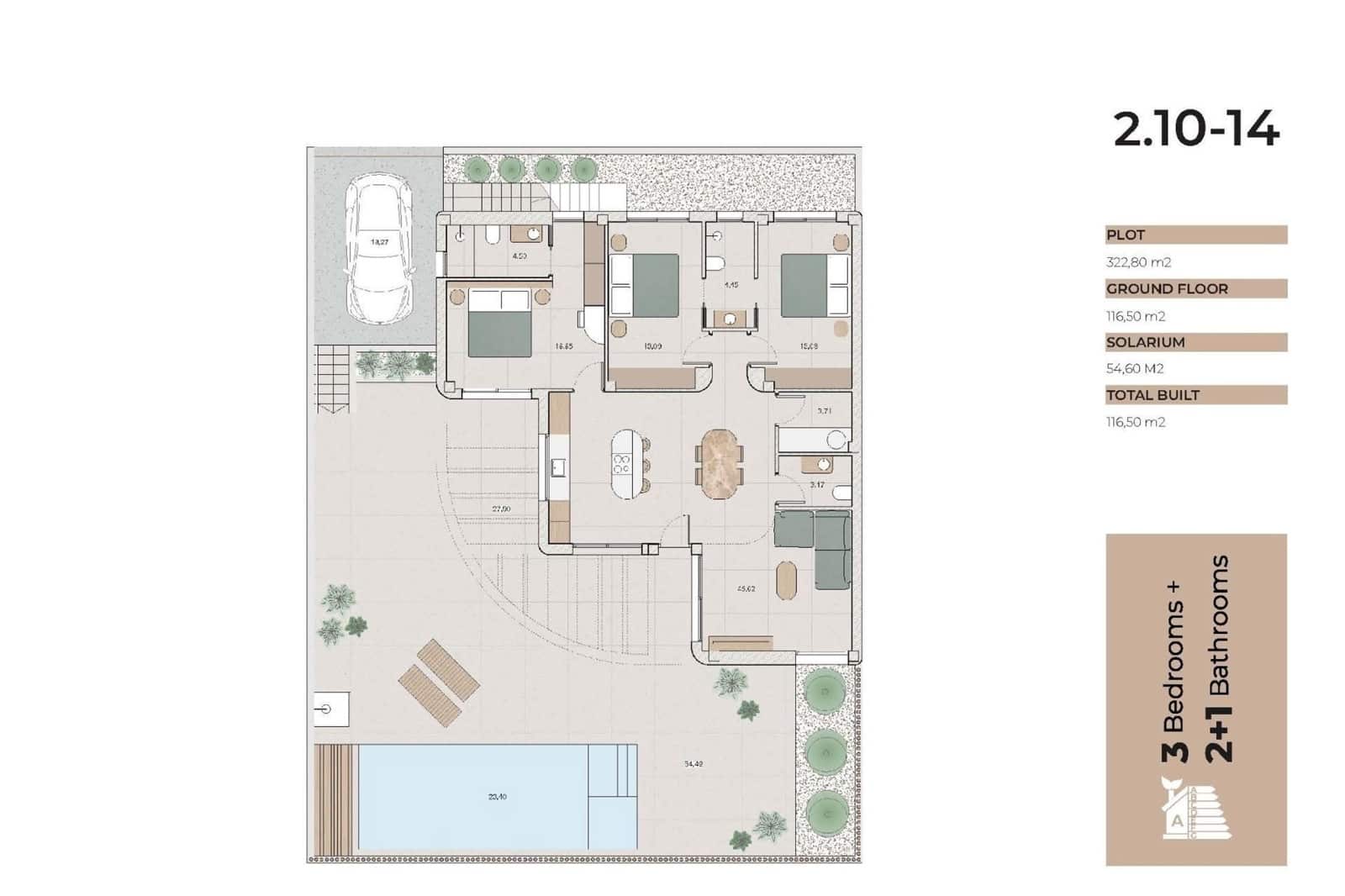 3 soveværelse Villa til salg i Algorfa med swimmingpool - € 650.000 (Ref: 10065093)