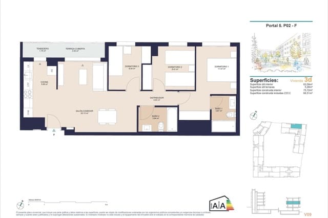 3 slaapkamer Appartement te koop in Alicante stad met zwembad garage - € 302.500 (Ref: 10104284)