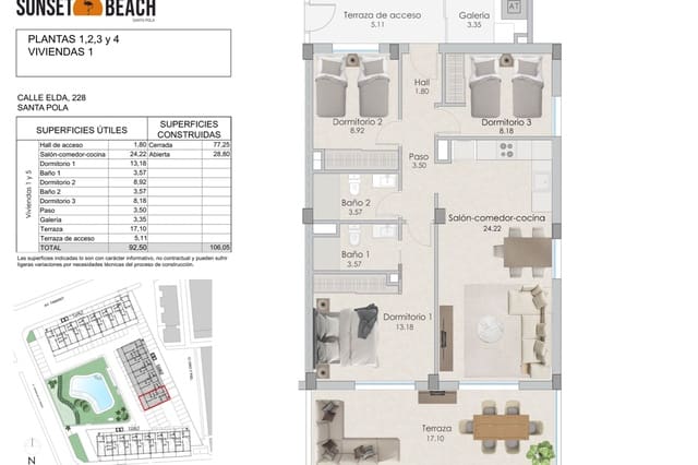 2 chambre Appartement à vendre à Playa Tamarit - Playa Lissa, Santa Pola avec piscine - 420 000 € (Ref: 8407367)