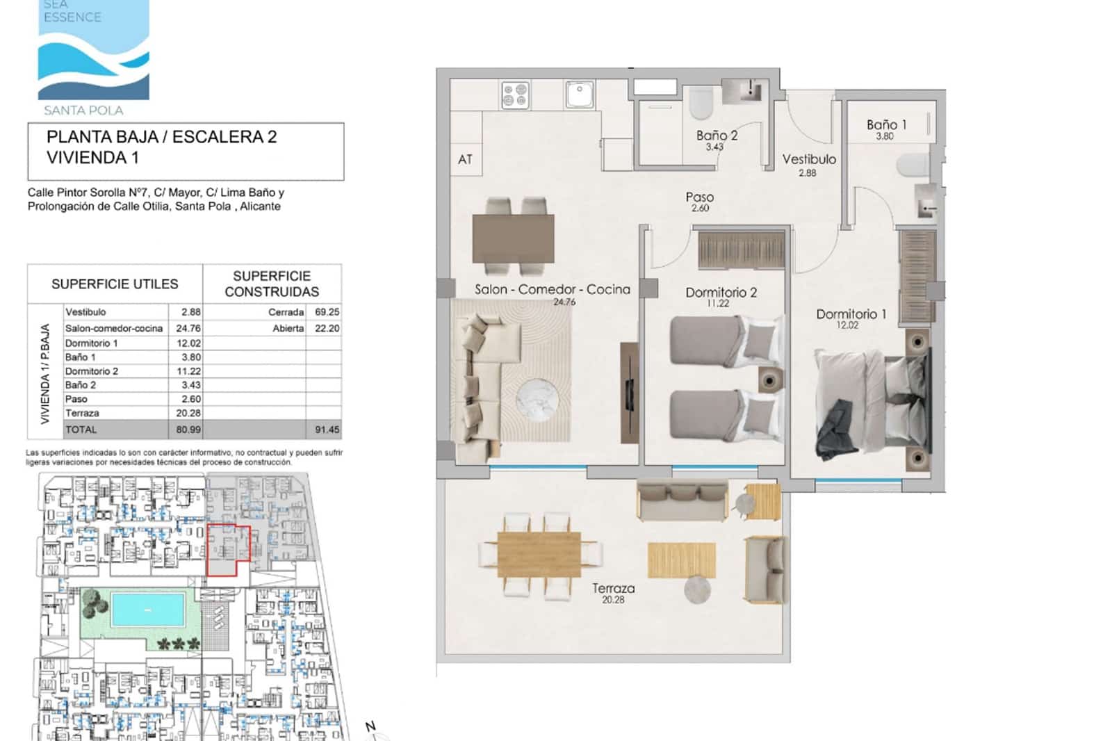 2 sypialnia Apartament na sprzedaż w Santa Pola z basenem - 245 000 € (Ref: 8457229)