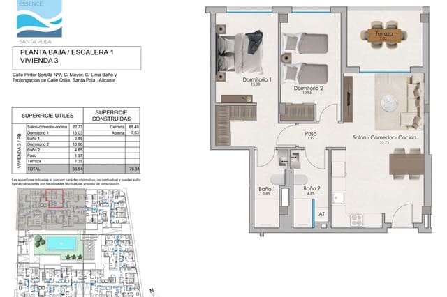 2 sypialnia Apartament na sprzedaż w Norte, Santa Pola z basenem - 245 000 € (Ref: 8457229)