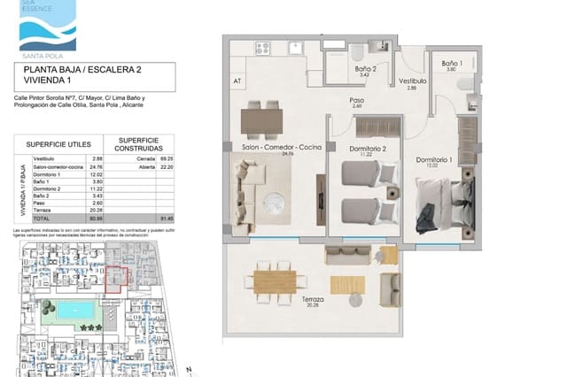 2 sypialnia Apartament na sprzedaż w Norte, Santa Pola z basenem - 245 000 € (Ref: 8457229)