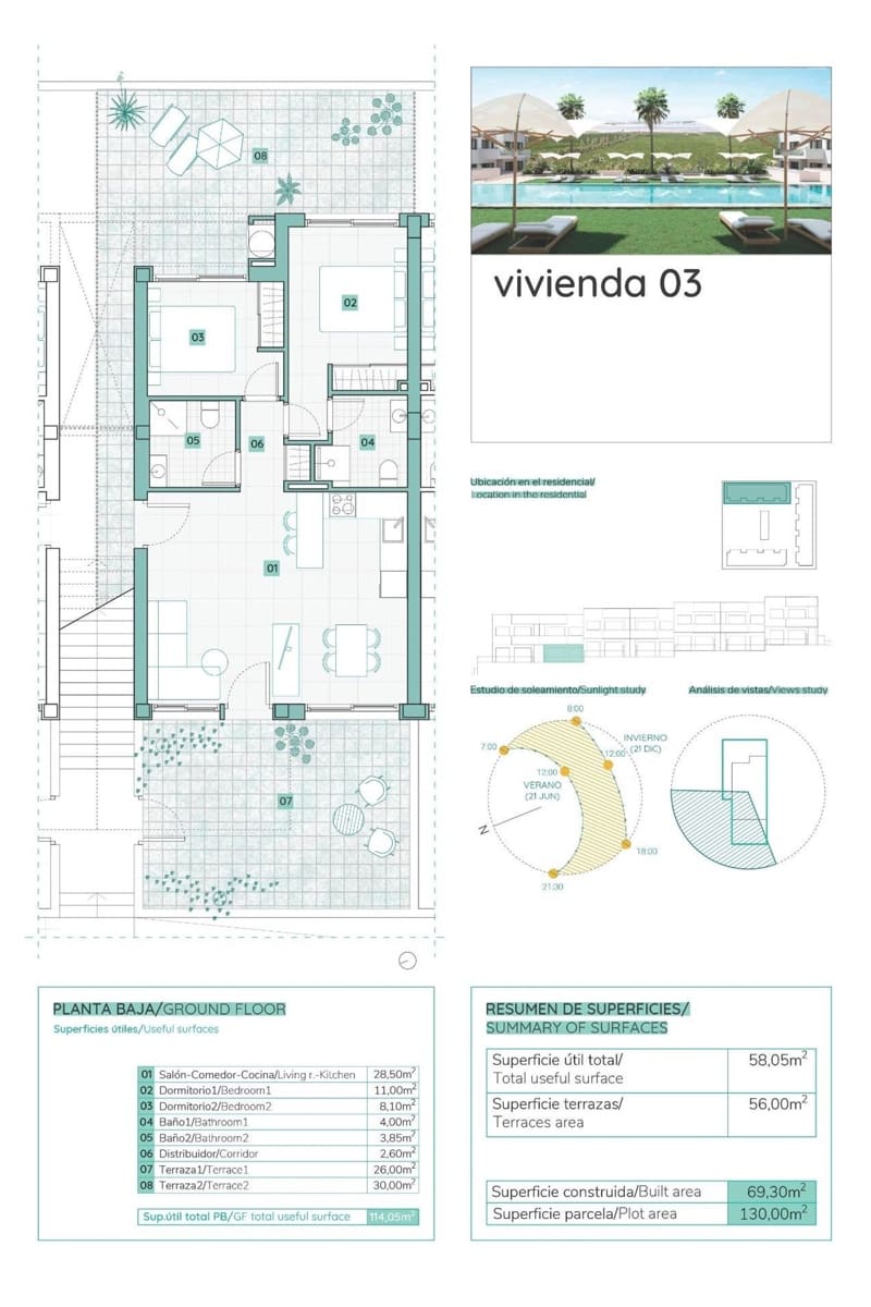 2 makuuhuone Huoneisto myytävänä paikassa Los Balcones mukana uima-altaan - 299 900 € (Ref: 8793680)