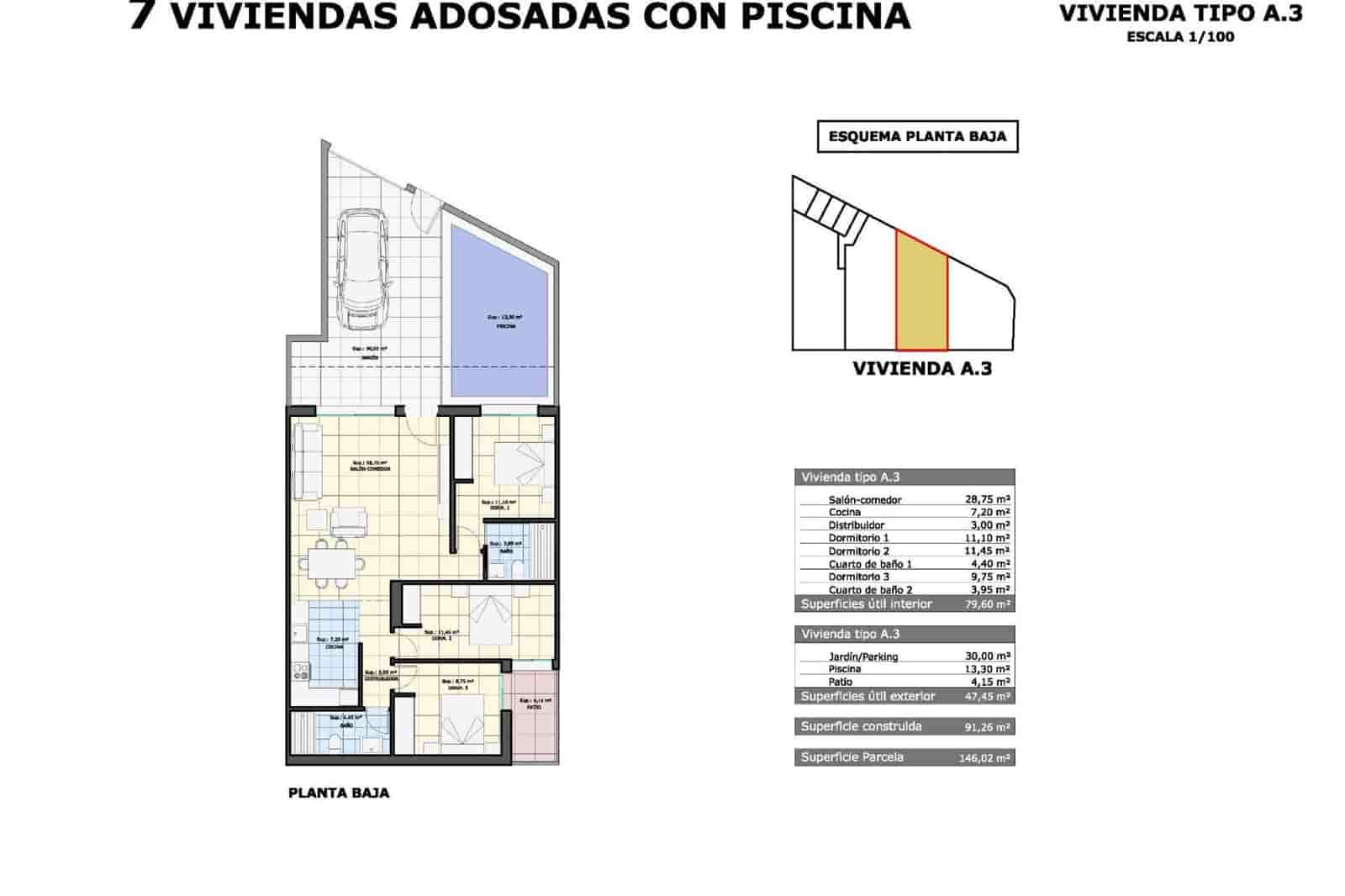 Casa de 3 habitaciones en Pilar de la Horadada en venta con piscina - 319.900 € (Ref: 8806500)