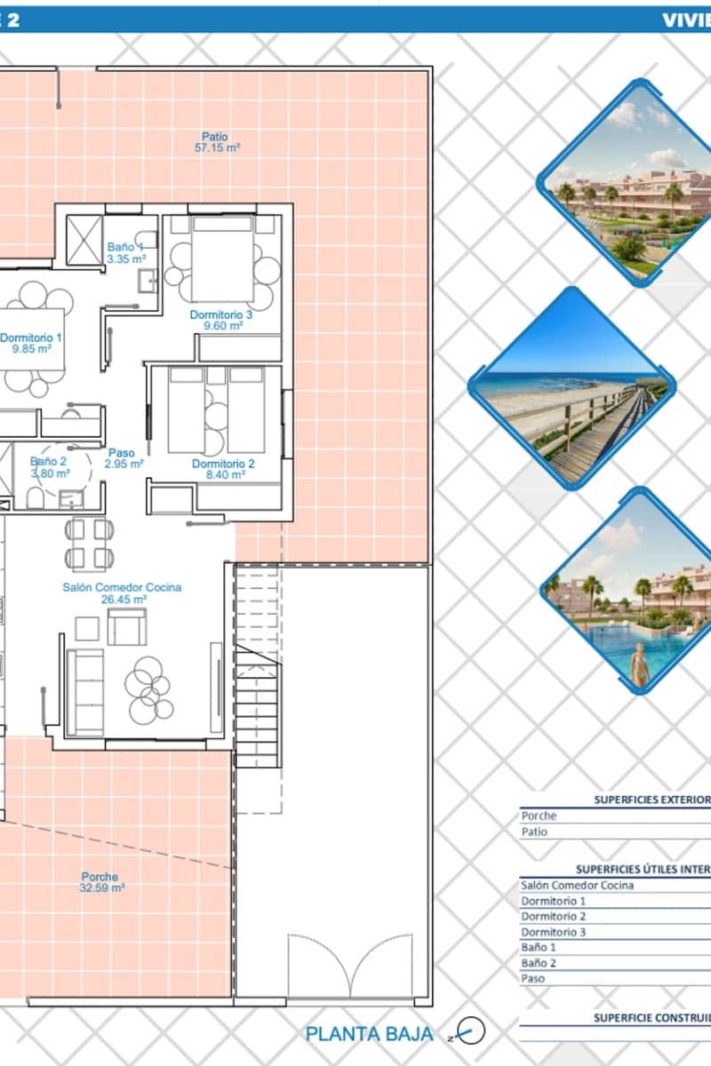 Apartamento de 3 habitaciones en Pilar de la Horadada en venta con piscina - 289.900 € (Ref: 8852164)
