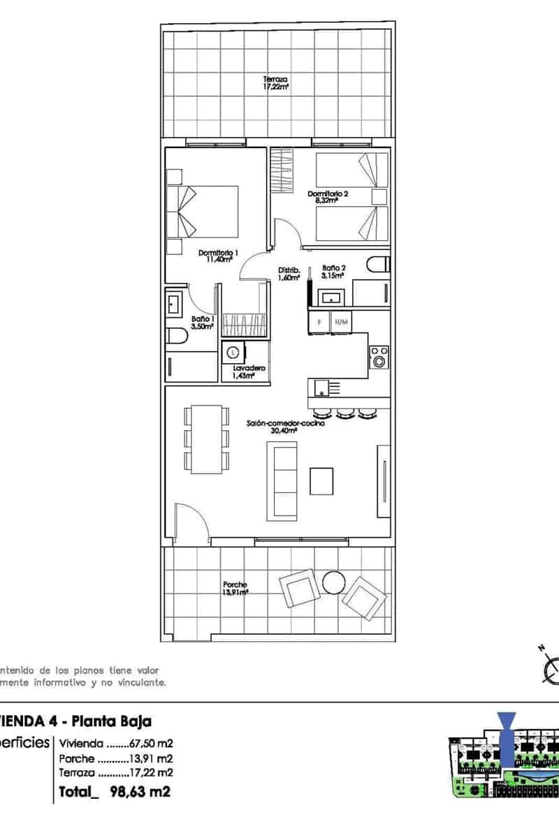 Apartamento de 2 habitaciones en Pilar de la Horadada en venta con piscina - 255.000 € (Ref: 8901453)