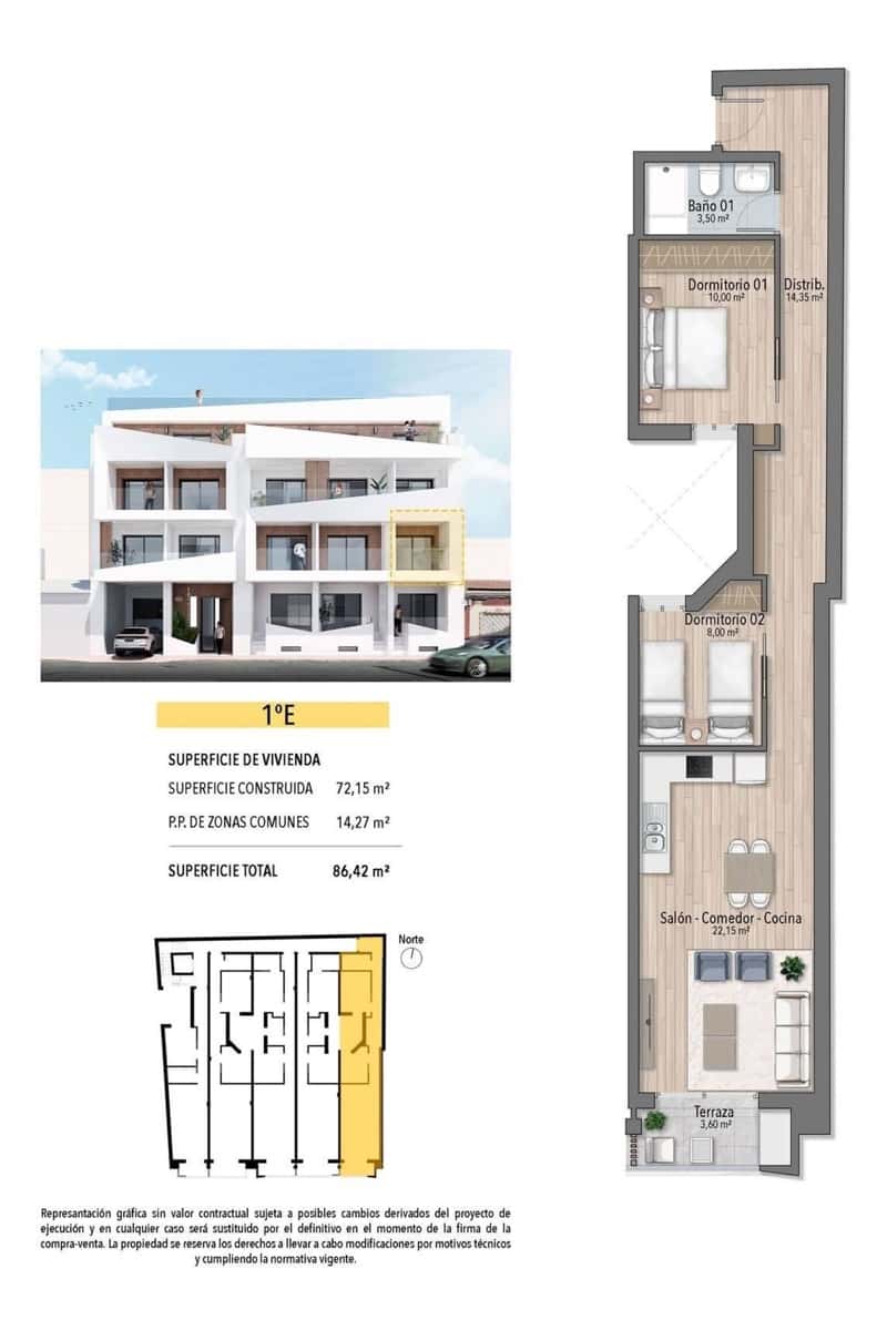 2 slaapkamer Appartement te koop in Torrevieja met zwembad - € 260.000 (Ref: 8910117)
