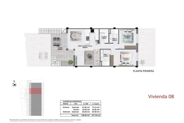 2 makuuhuone Huoneisto myytävänä paikassa Pilar de la Horadada ciudad, Pilar de la Horadada mukana uima-altaan - 319 900 € (Ref: 8940939)