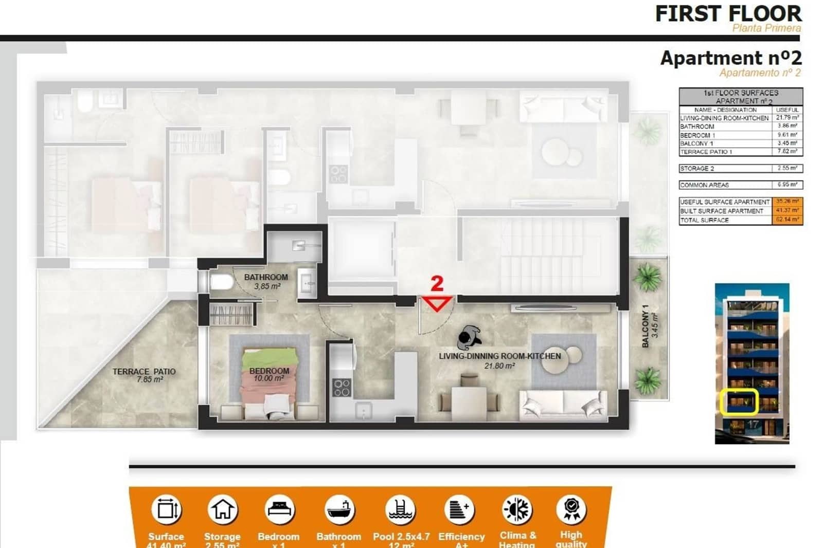 1 soverom Leilighet til salgs i Torrevieja med svømmebasseng - € 199 000 (Ref: 9293956)