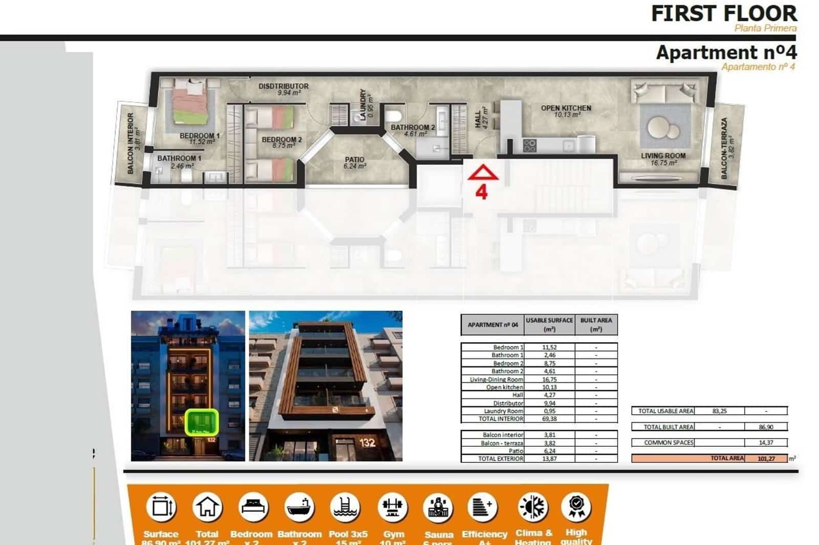 Apartamento de 2 habitaciones en Torrevieja en venta con piscina - 265.000 € (Ref: 9311844)