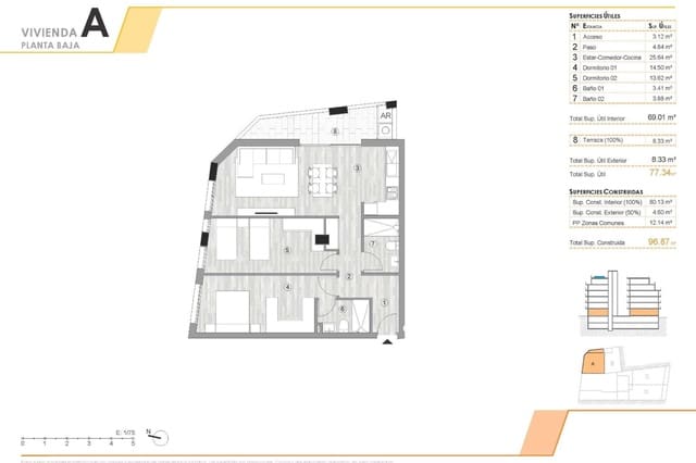 2 bedroom Apartment for sale in El Molino, Torrevieja with pool - € 259,000 (Ref: 9500039)