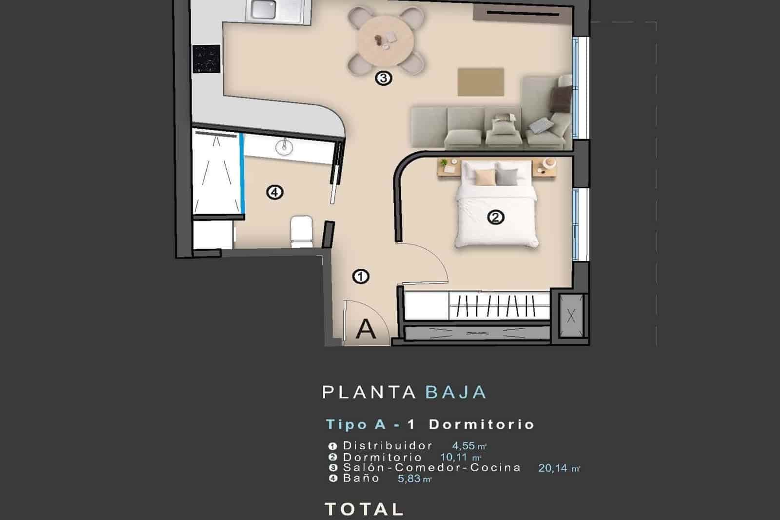 1 quarto Apartamento para venda em Torrevieja - 158 000 € (Ref: 9628154)