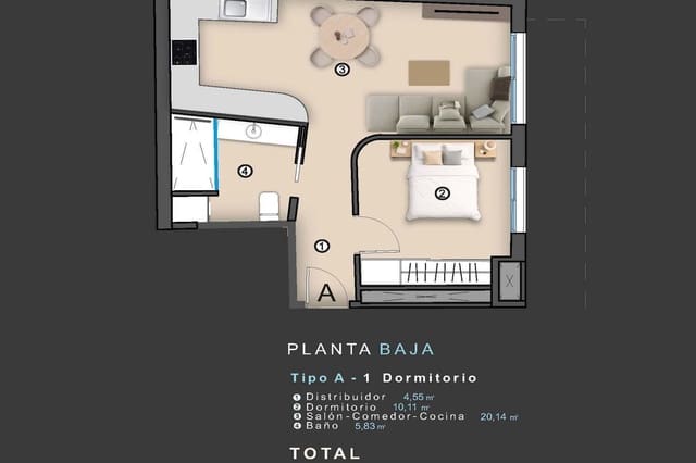 1 quarto Apartamento para venda em El Molino, Torrevieja - 158 000 € (Ref: 9628154)
