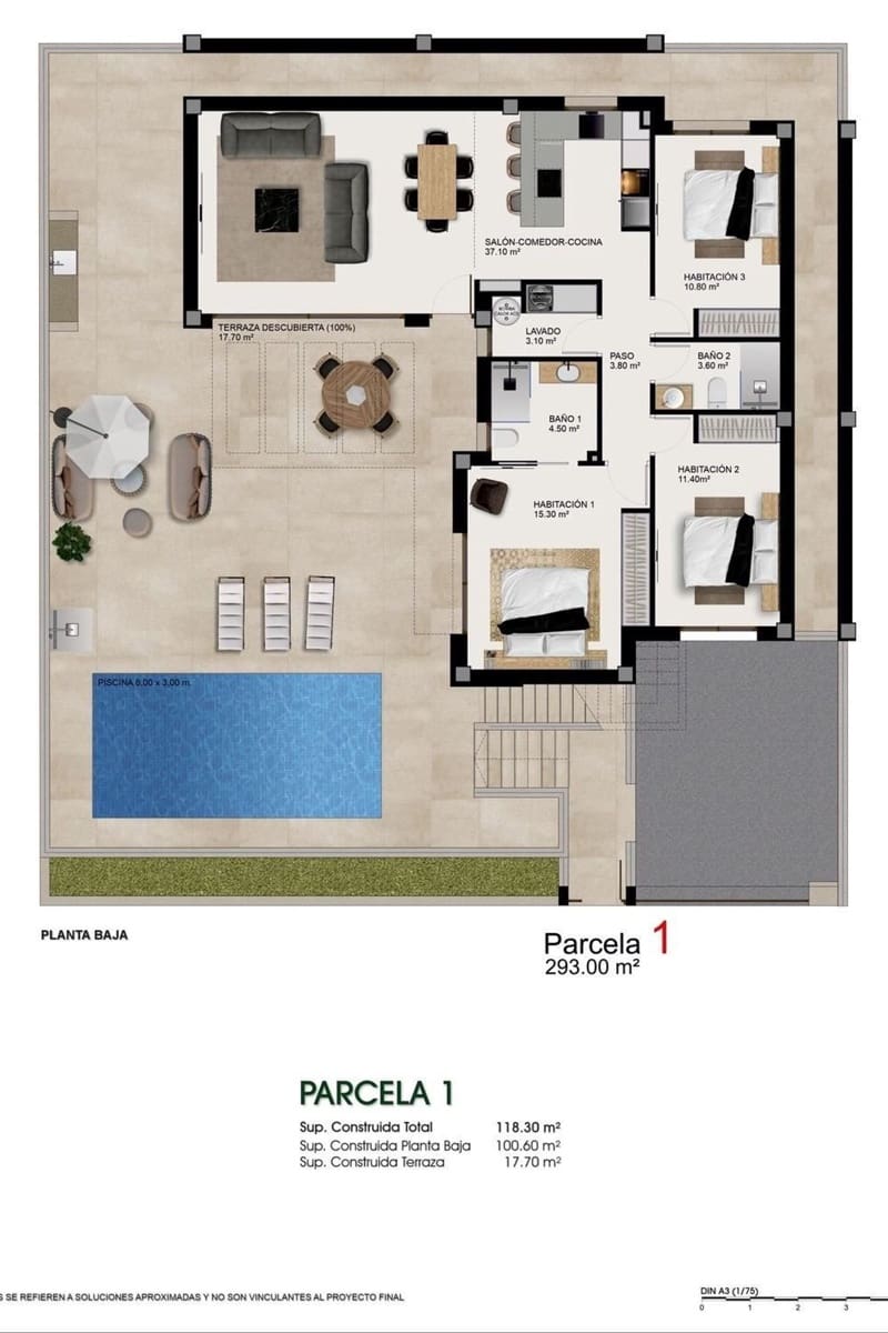 3 makuuhuone Huvila myytävänä paikassa Benijofar mukana uima-altaan - 550 000 € (Ref: 9827650)