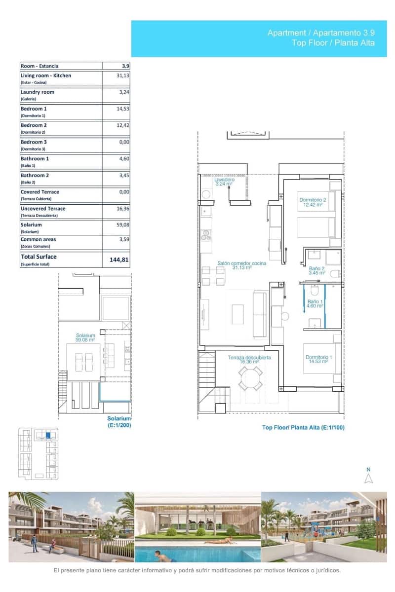 2 soveværelse Lejlighed til salg i Torre de la Horadada med swimmingpool - € 479.900 (Ref: 9841552)