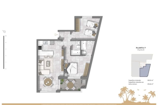 2 soverom Leilighet til salgs i Zona Pueblo, Guardamar del Segura med svømmebasseng - € 332 500 (Ref: 9956503)