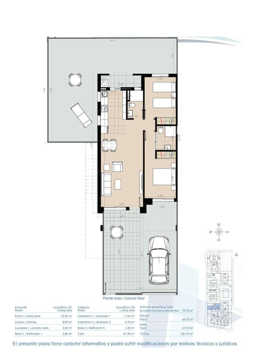 2 makuuhuone Bungalow myytävänä paikassa Torre de la Horadada mukana uima-altaan - 369 900 € (Ref: 9370210)