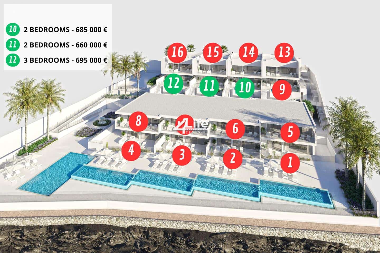 3 sypialnia Mieszkanie na sprzedaż w Costa del Silencio z basenem garażem - 660 000 € (Ref: 9723831)