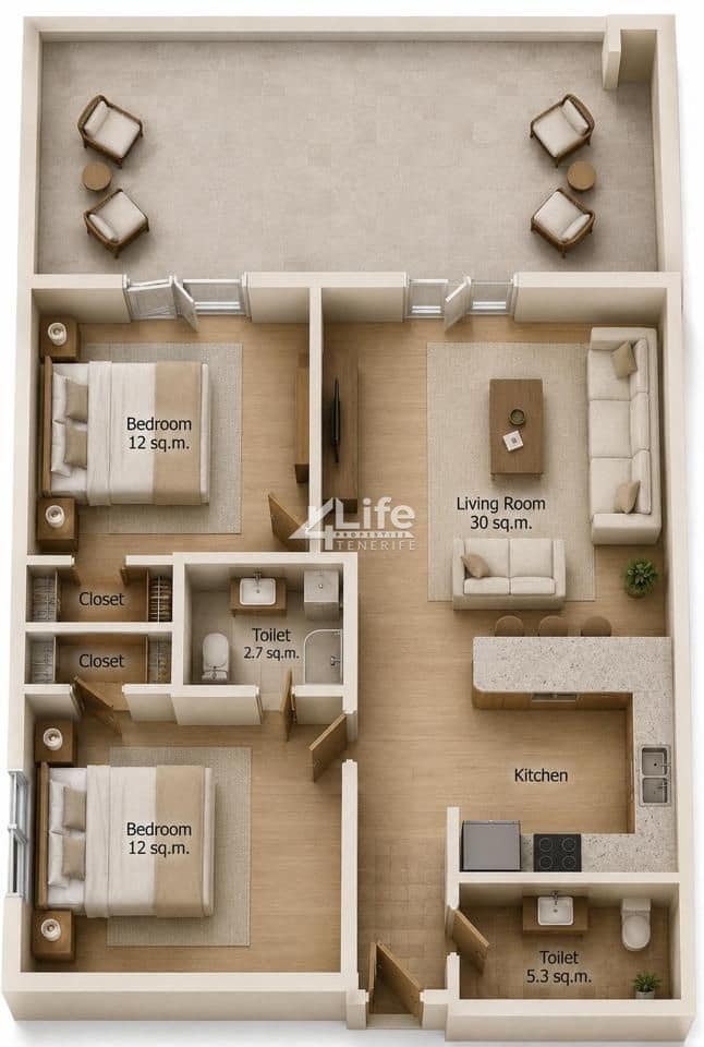 2 soverom Leilighet til salgs i Costa Adeje med svømmebasseng - € 435 000 (Ref: 9899811)