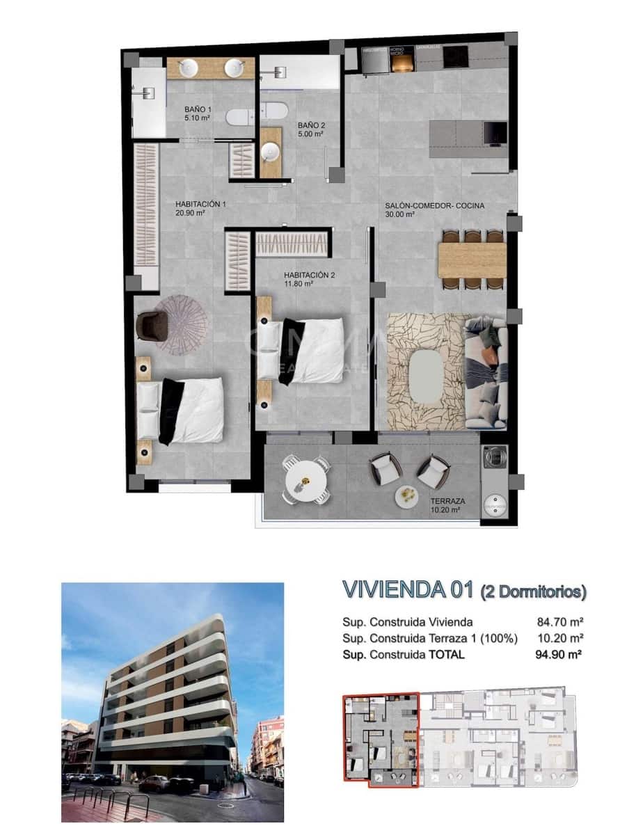 Ático de 2 habitaciones en Santa Pola en venta - 342.475 € (Ref: 9865377)