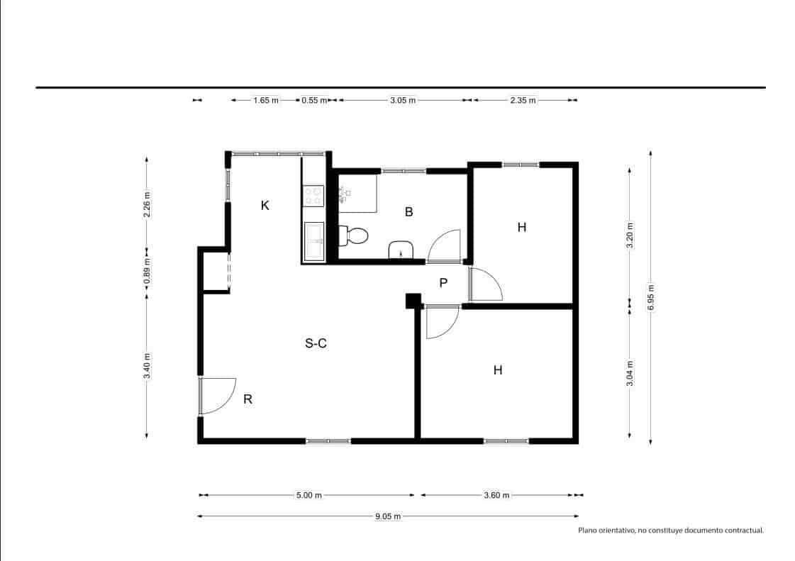 Piso de 2 habitaciones en Palma de Mallorca en venta - 190.500 € (Ref: 9568885)