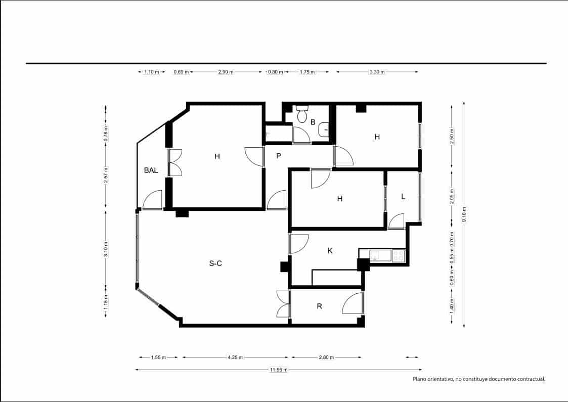 3 soveværelse Lejlighed til salg i Palma de Mallorca - € 310.000 (Ref: 9599662)