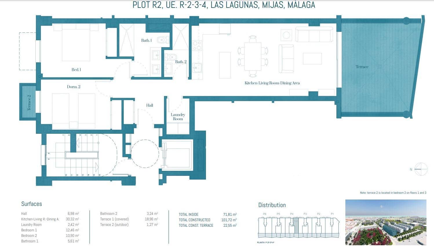 2 makuuhuone Asunto myytävänä paikassa Las Lagunas de Mijas mukana uima-altaan 
autotalli - 352 000 € (Ref: 8275348)
