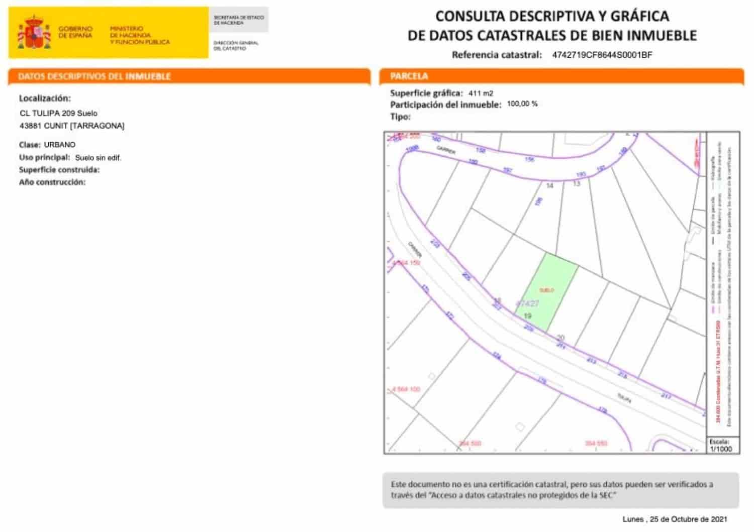 Building Plot for sale in Cunit - € 80,000 (Ref: 7639533)