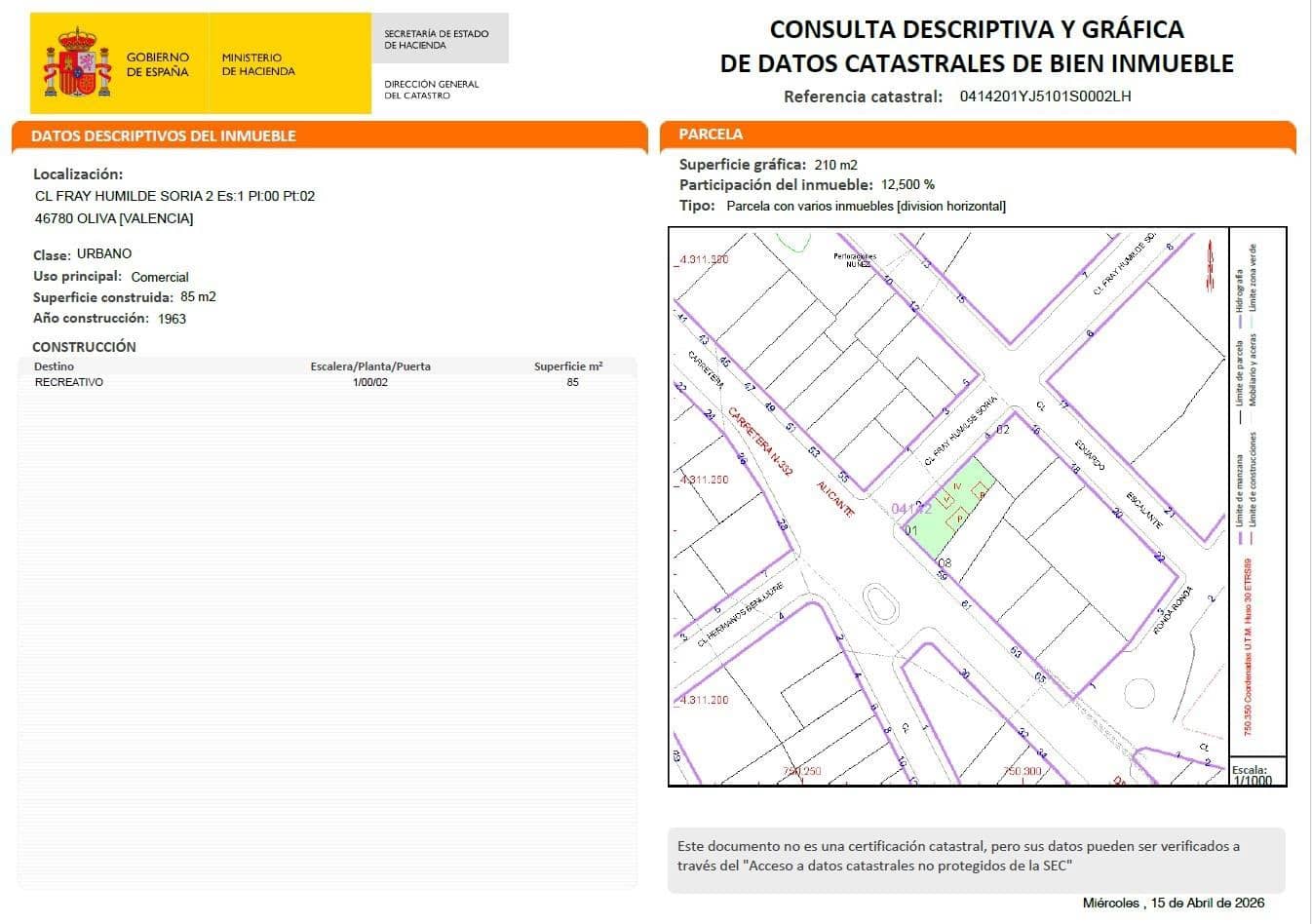 Commercial for sale in Oliva - € 75,000 (Ref: 9695393)