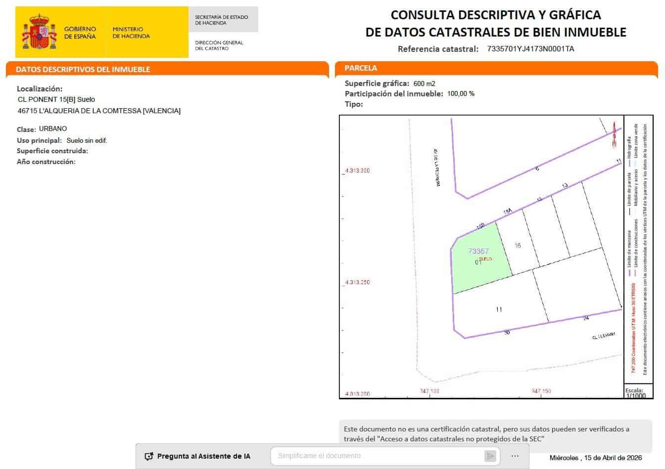Building Plot for sale in Alqueria de la Comtessa - € 141,000 (Ref: 9748084)