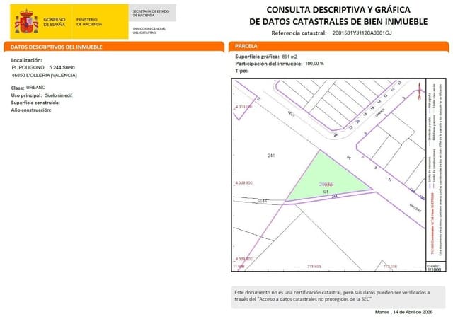 Bouwgrond te koop in L'Olleria - € 75.000 (Ref: 9773103)