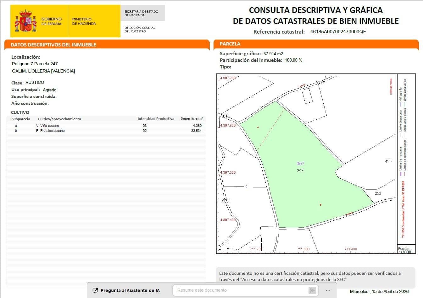 Building Plot for sale in L'Olleria - € 75,000 (Ref: 9773103)