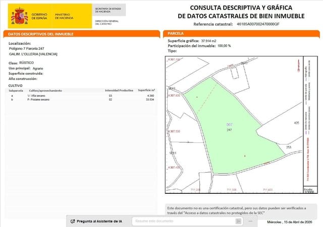 Area Edificabile in vendita in L'Olleria - 75.000 € (Rif: 9773103)