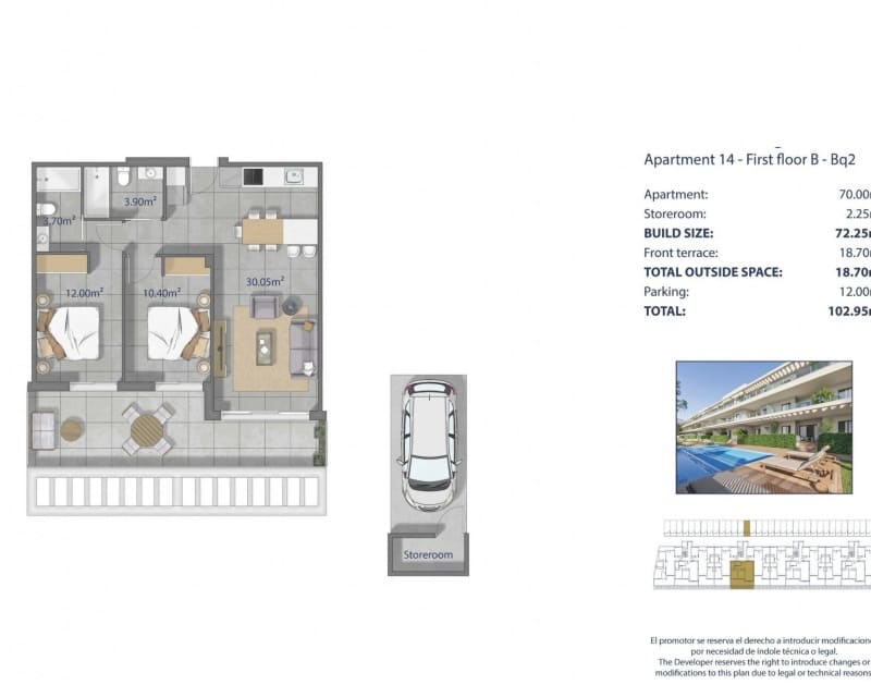 2 bedroom Apartment for sale in Los Narejos with pool garage - € 339,000 (Ref: 10019875)