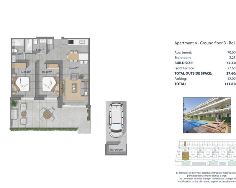 Apartamento de 2 habitaciones en Los Narejos en venta con piscina garaje - 359.000 € (Ref: 10019876)