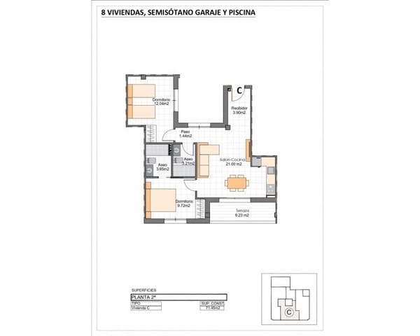 2 quarto Apartamento para venda em Lo Pagan, San Pedro del Pinatar com piscina garagem - 282 400 € (Ref: 10167363)
