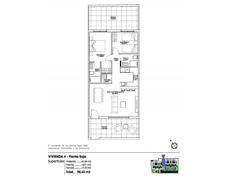 2 slaapkamer Appartement te koop in Torre de la Horadada met zwembad - € 255.000 (Ref: 8850140)