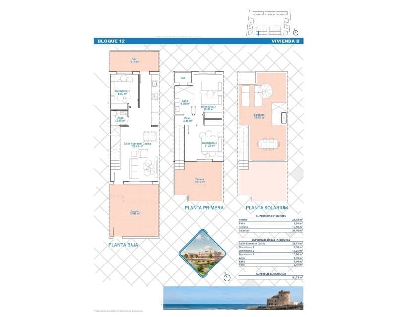 3 chambre Maison de Ville à vendre à Pilar de la Horadada avec piscine - 309 900 € (Ref: 8850151)