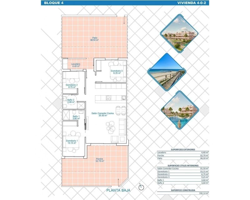 3 camera da letto Appartamento in vendita in Pilar de la Horadada con piscina - 294.900 € (Rif: 9626813)