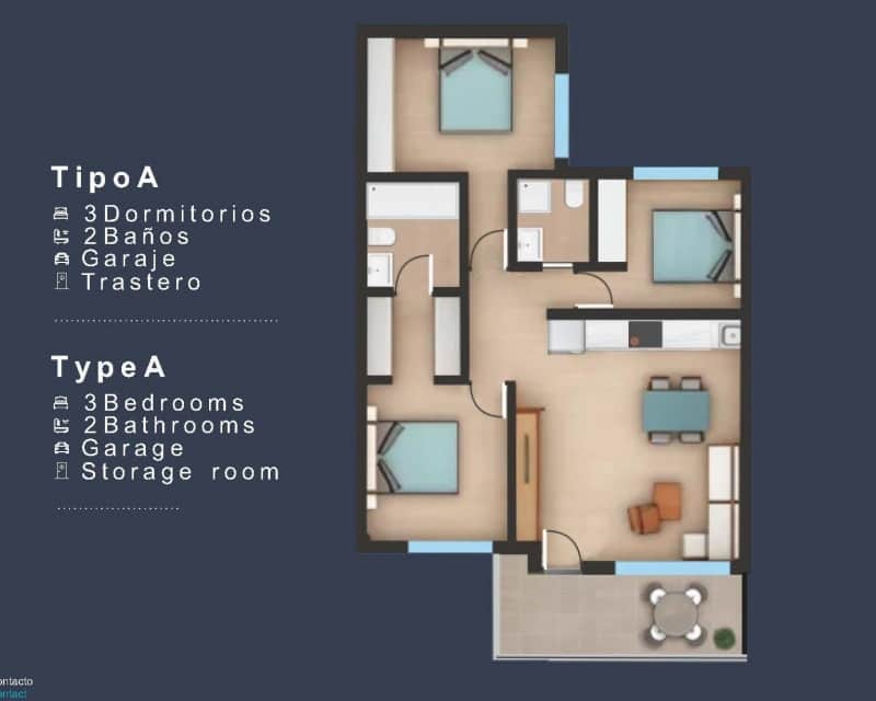 3 makuuhuone Huoneisto myytävänä paikassa San Pedro del Pinatar mukana uima-altaan - 304 000 € (Ref: 9701382)