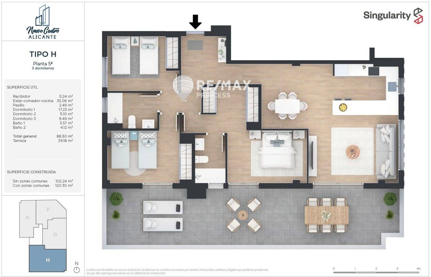 3 soveværelse Penthouse til salg i Alicante by med swimmingpool garage - € 510.000 (Ref: 9199722)