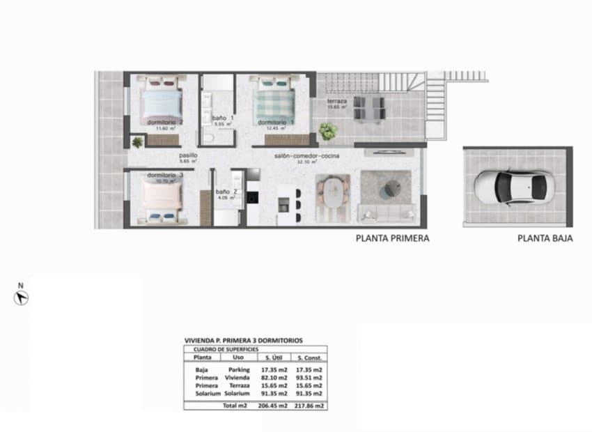 3 soveværelse Penthouse til salg i Pilar de la Horadada med swimmingpool garage - € 349.000 (Ref: 9704993)